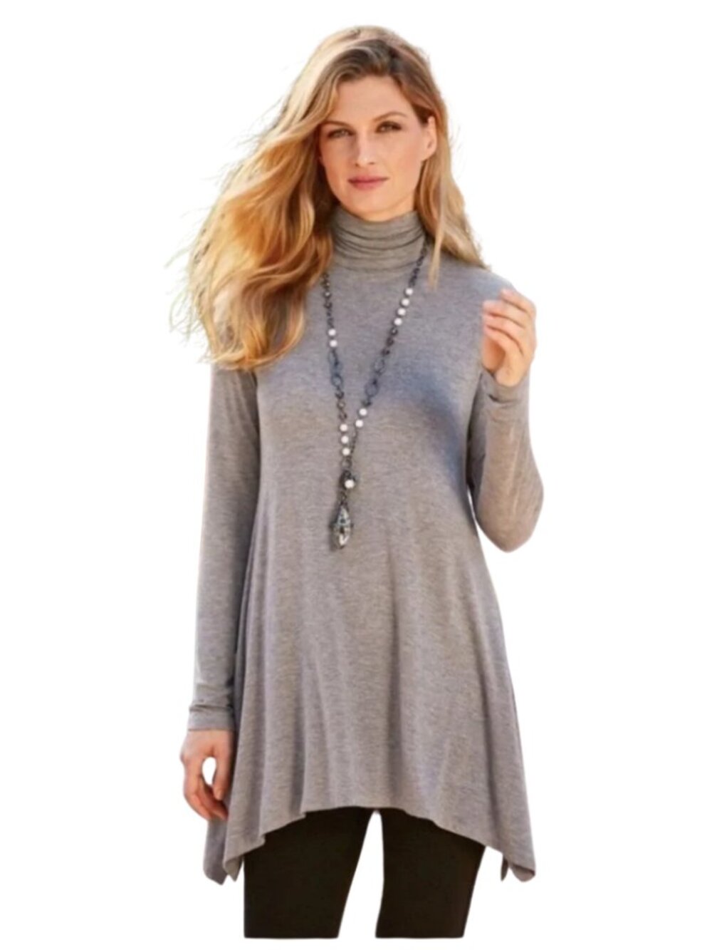 Soft Surroundings Gray Turtleneck Tunic Top XL